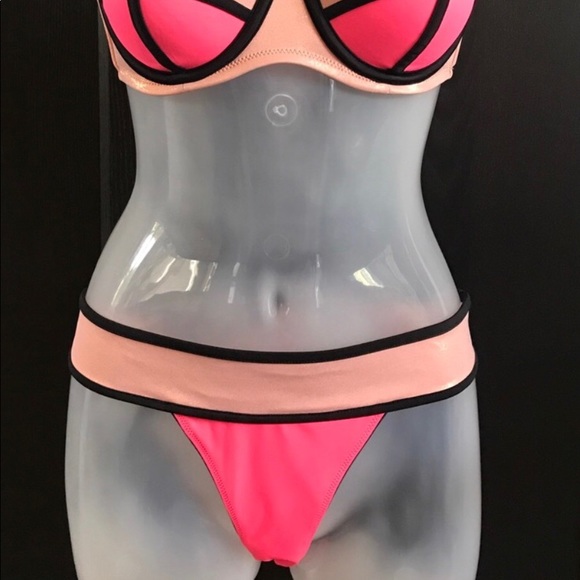 💕Like new VS colorblock neon pink bikini bottoms - Picture 2 of 5